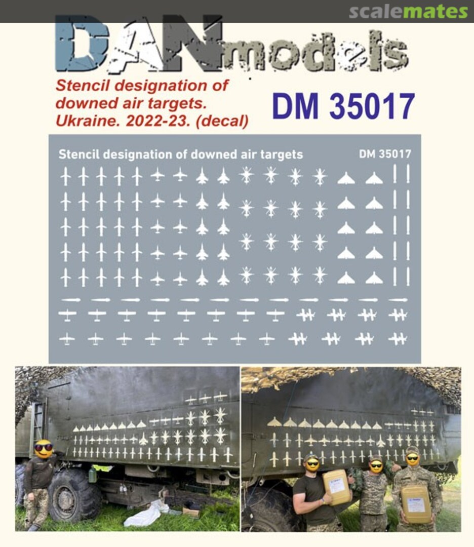 Boxart Stencils of downed air targets on Armored forces of Ukraine vehicles. (2022-2023) DM35017 DANmodels