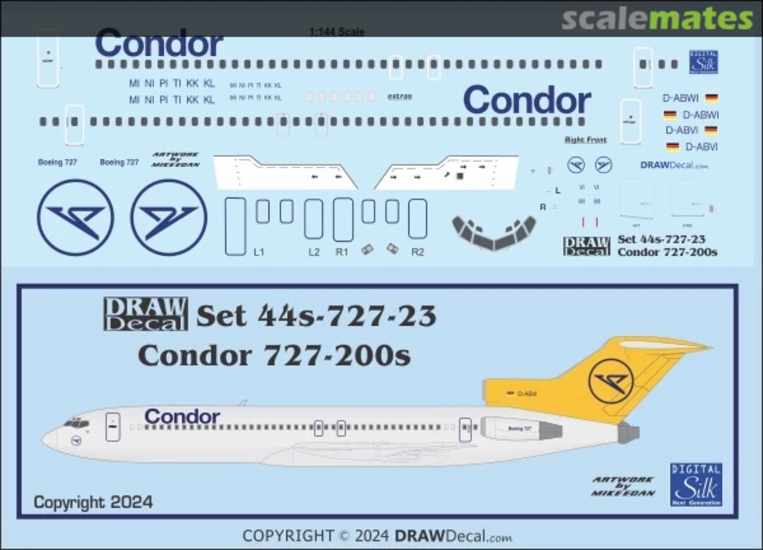 Boxart Condor 727-200s 44-727-23 Draw Decal