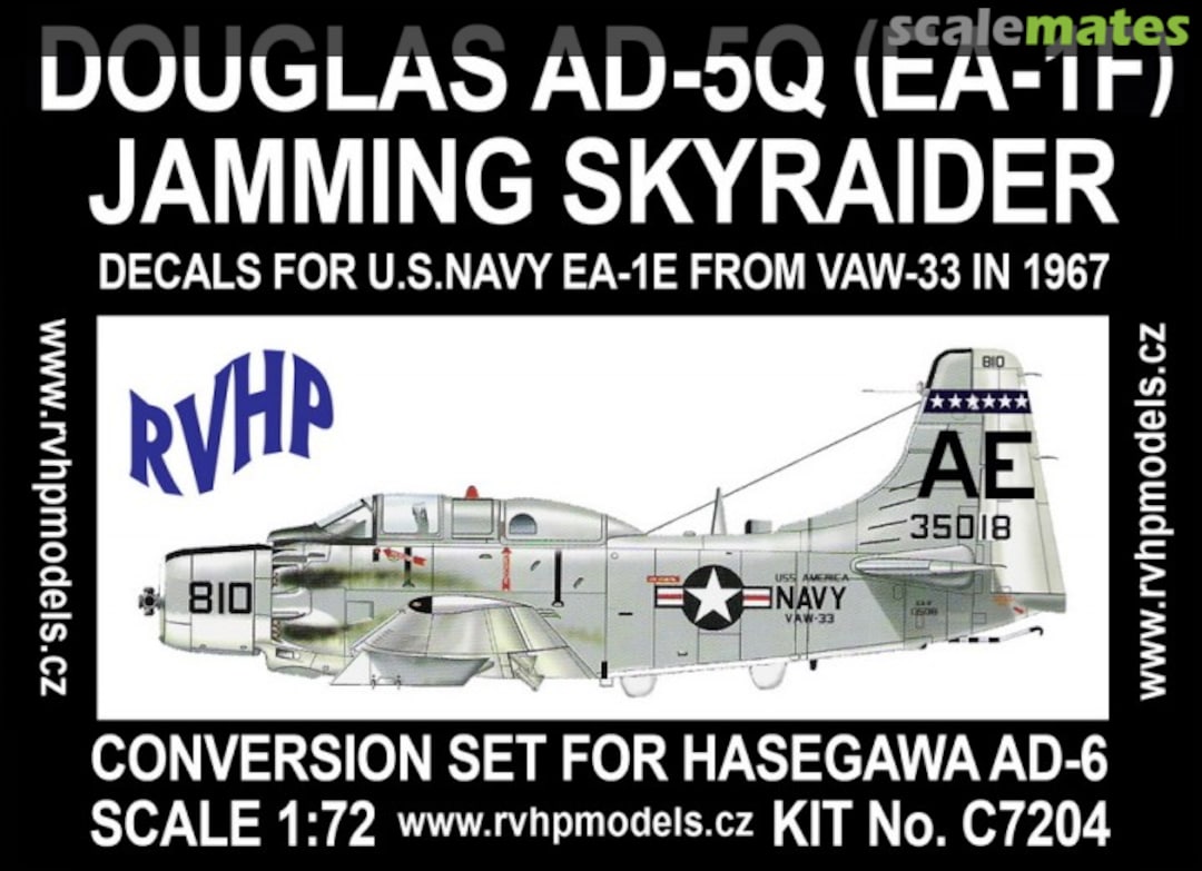 Boxart Douglas AD-5Q (EA-1F) Jamming Skyraider Resin Conversion Set w/Decal (for Hasegawa AD-6) C7204 RVHP