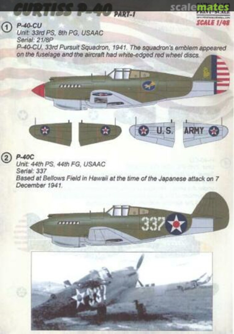 Boxart Curtiss P-40C/CU. Part 1 48-168 Print Scale