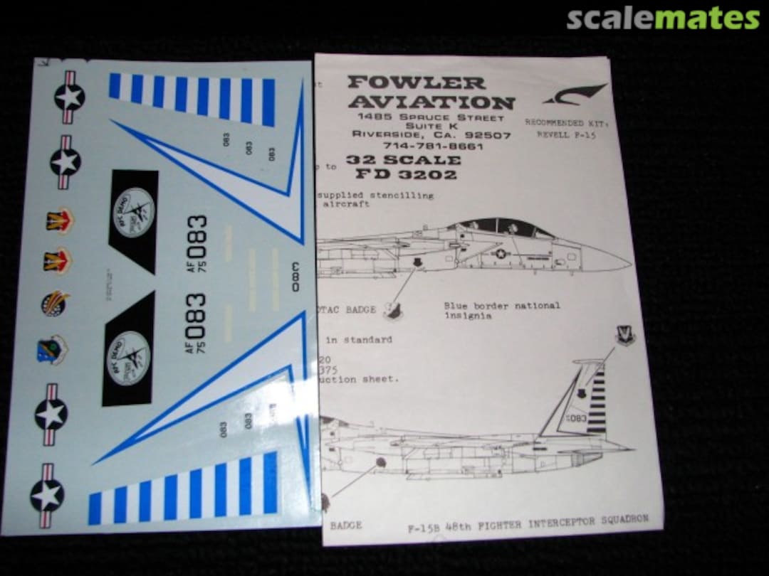 Boxart McDonnell Douglas F-15A-B Eagle: USAF Langley AFB FD3202 Fowler Aviation Decals