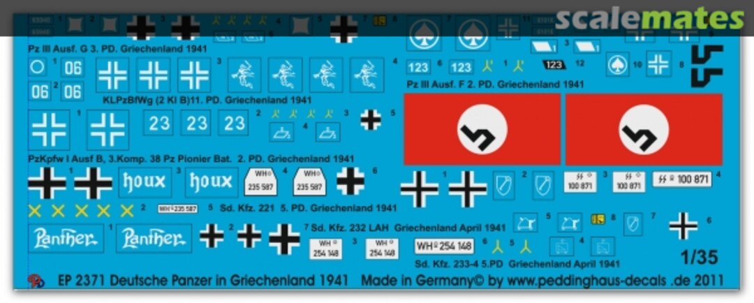 Boxart German Tank Markings Greece 1941 EP 2371 Peddinghaus-Decals