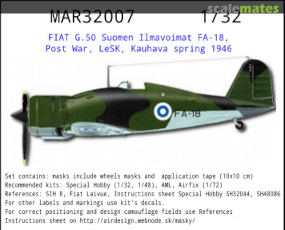 Boxart FIAT G.50 Suomen Ilmavoimat FA-18, Post War MAR32007 AIRDESIGN.SK