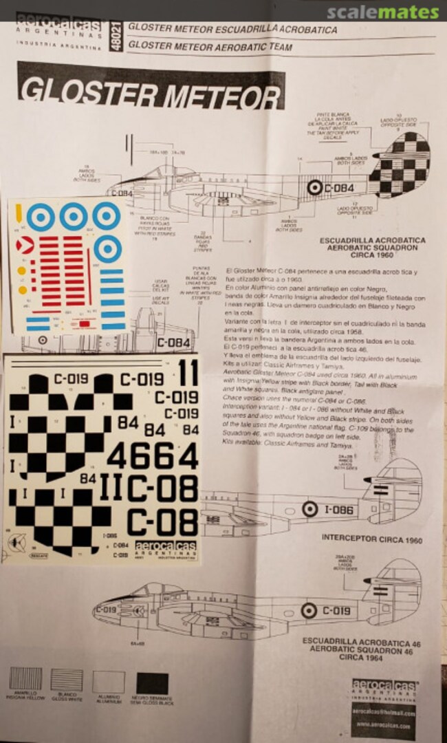 Boxart GLOSTER METEOR IV 48021 Aerocalcas Argentinas