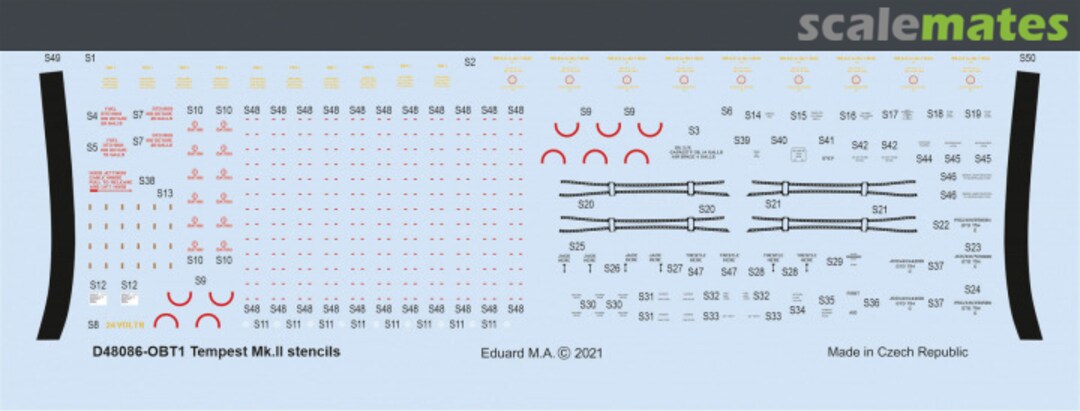 Boxart Tempest Mk. II stencils D48086 Eduard