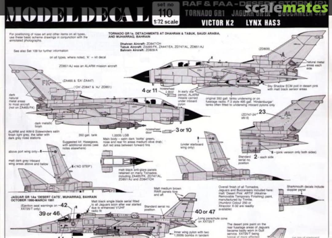 Contents RAF & FAA - Desert Storm (2) 110 Modeldecal