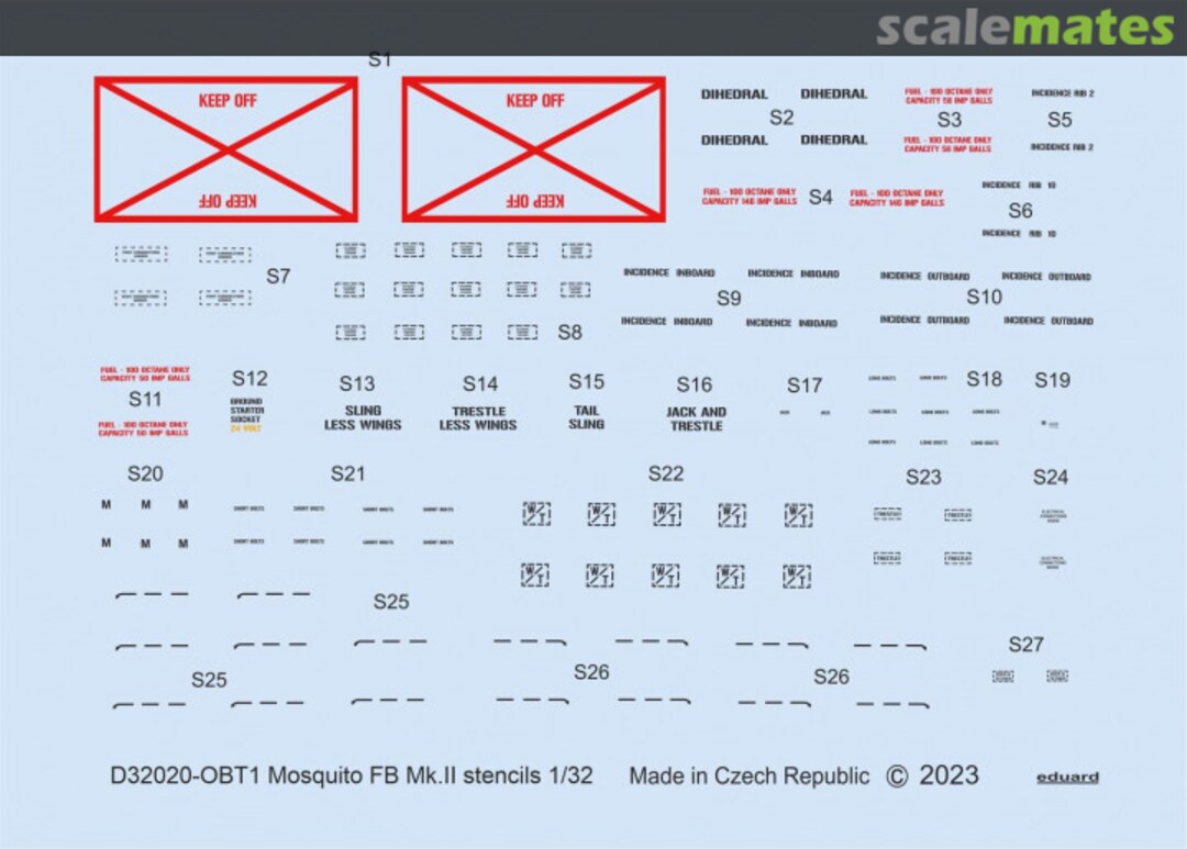 Boxart Mosquito FB Mk.II stencils D32020 Eduard