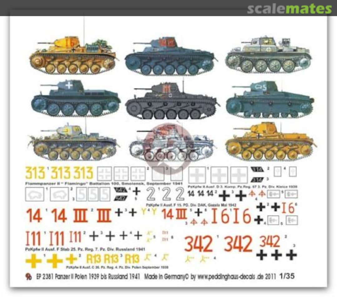 Boxart Panzer II 1939 Poland to 1941 Russia EP 2381 Peddinghaus-Decals