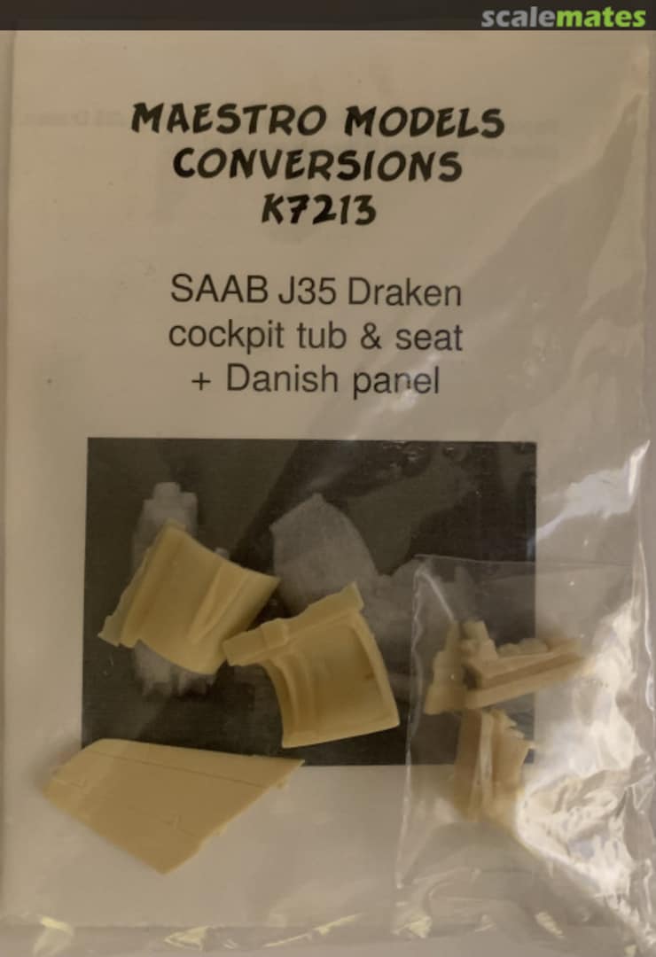 Boxart Saab J35 Draken cockpit tub & seat + Danish panel K7213 Maestro Models