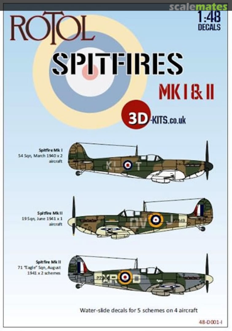 Boxart Rotol Spitfires Mk. I & II 48-D001-I 3D-Kits