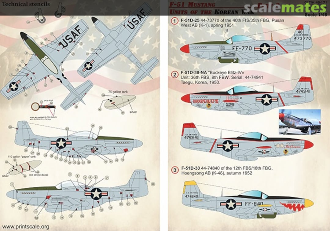 Boxart F-51 Mustang. Korean War (Part 2) 48-171 Print Scale