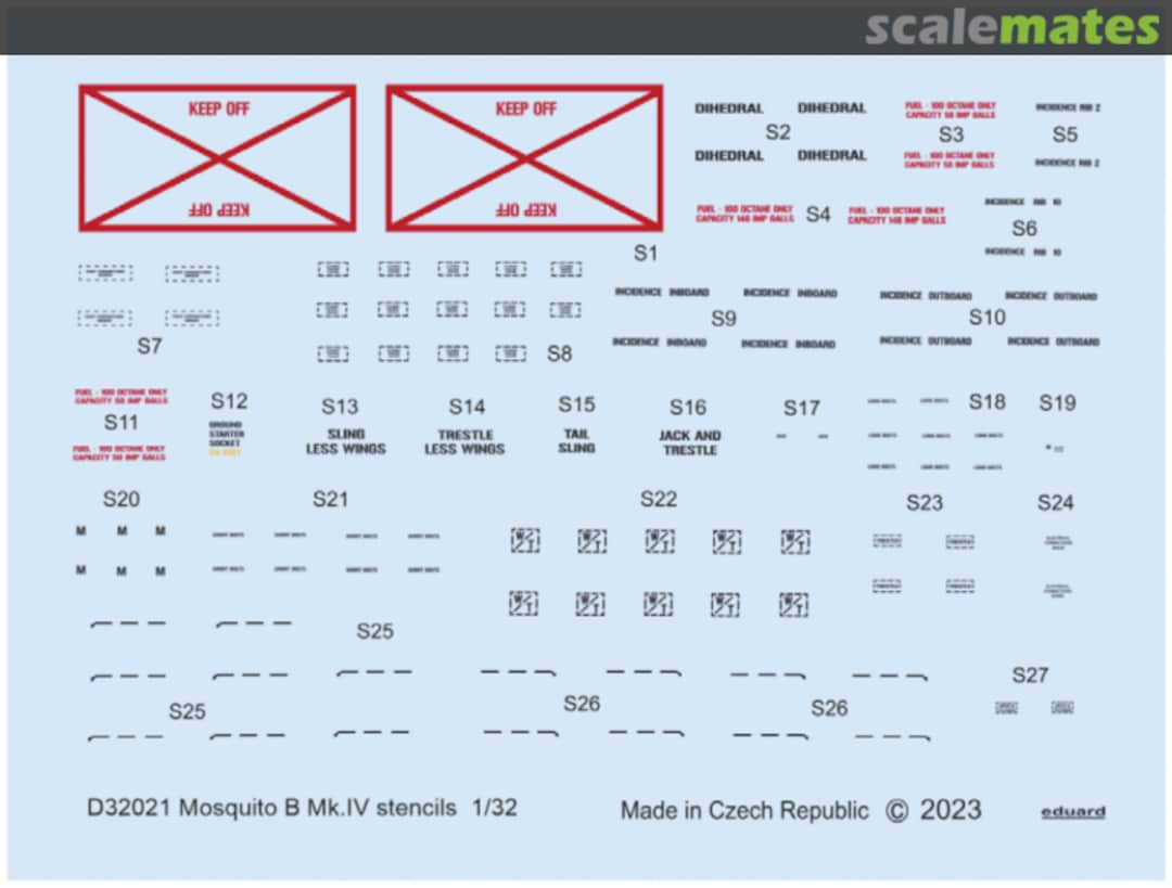 Boxart Mosquito B Mk.IV stencils D32021 Eduard