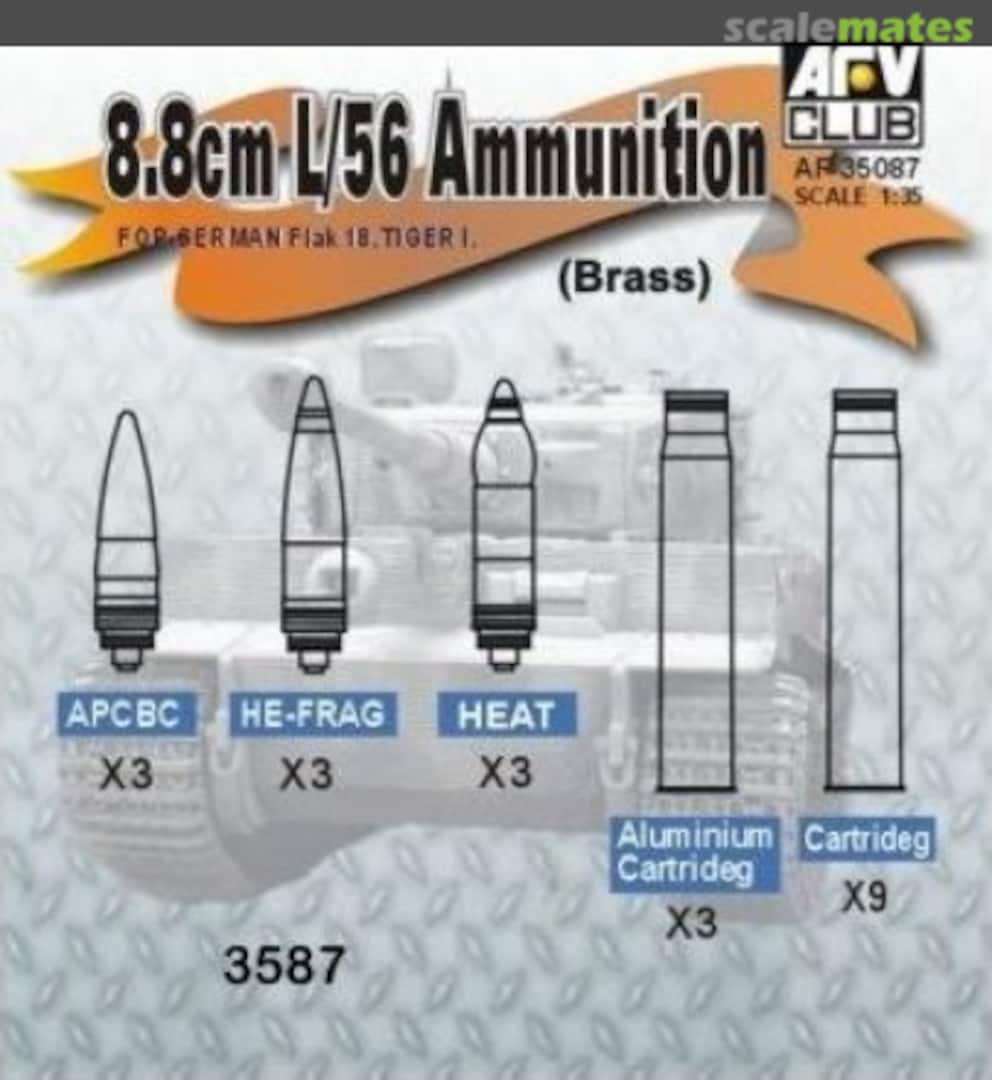 Boxart 88mm L/56 Flak 18 & Tiger I Ammunition AF35087 AFV Club