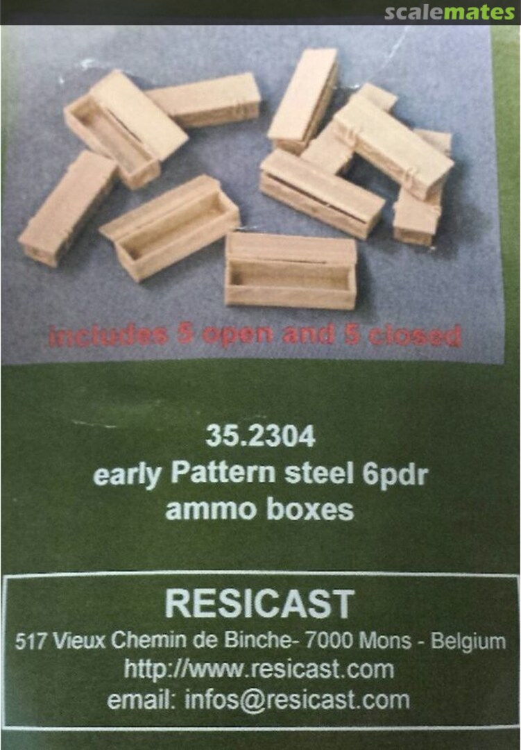 Boxart Early Pattern Steel 6pdr Ammo Boxes 35.2304 Resicast