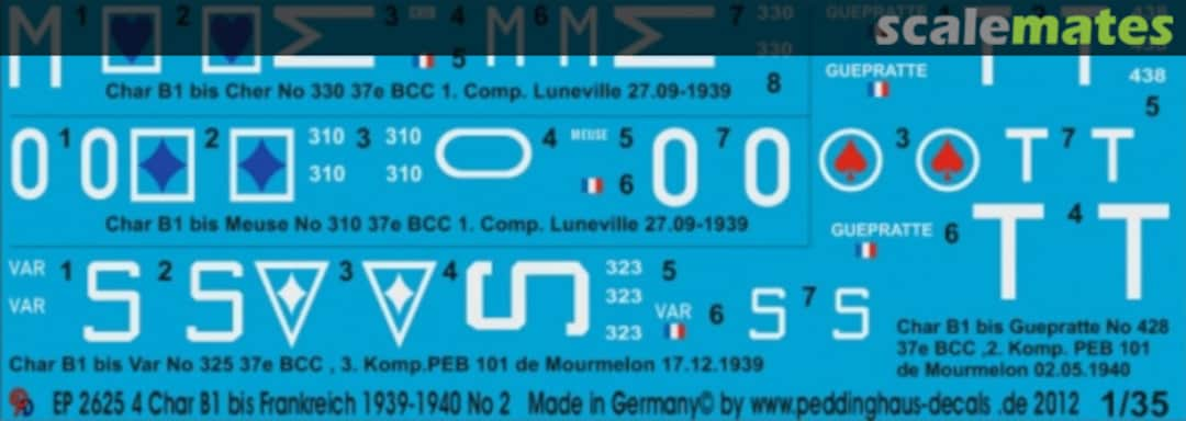 Boxart Char B1 bis France 1939-1940 No. 2 EP 2625 Peddinghaus-Decals