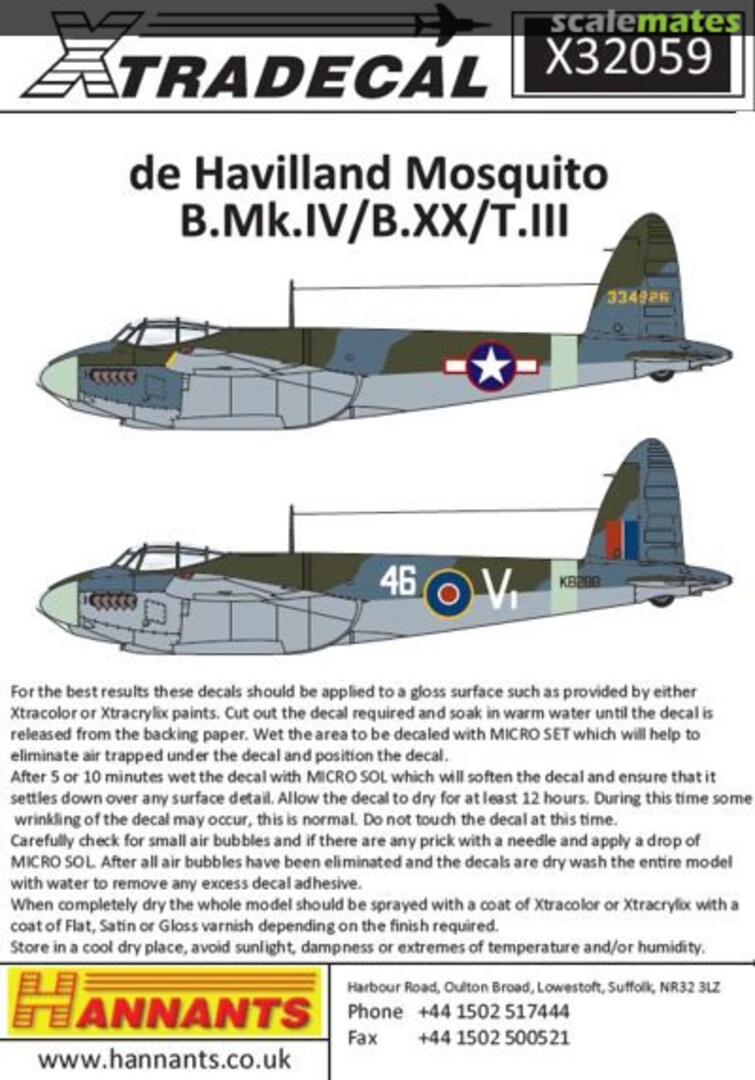 Boxart de Havilland DH Mosquito X32-059 Xtradecal