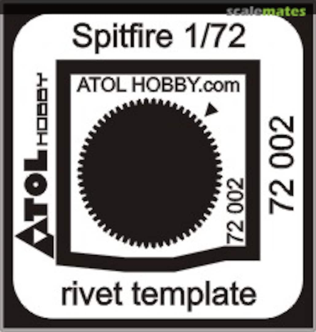 Boxart Spitfire rivet template 72 002 Atol Hobby