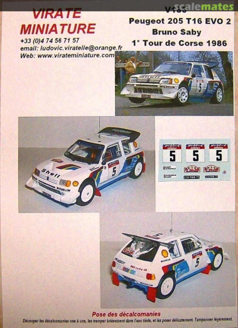 Boxart Peugeot 205 Turbo 16 E2 (239 FWH 75) "Shell" V180 Virate Miniature