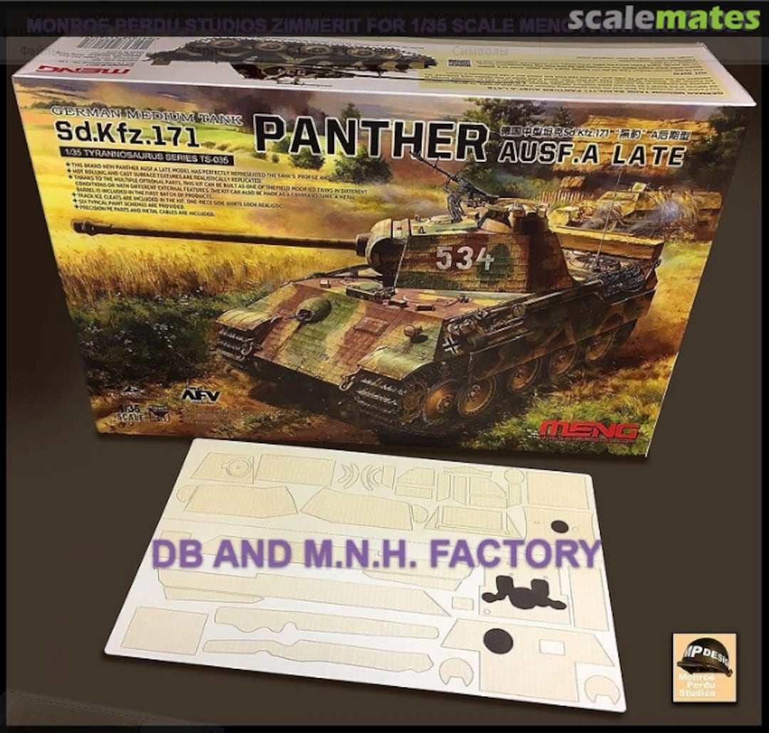 Boxart DB AND M.N.H. FACTORIES ZIMMERIT FOR MENG PANTHER A LATE MPD-112 Monroe Perdu Studios