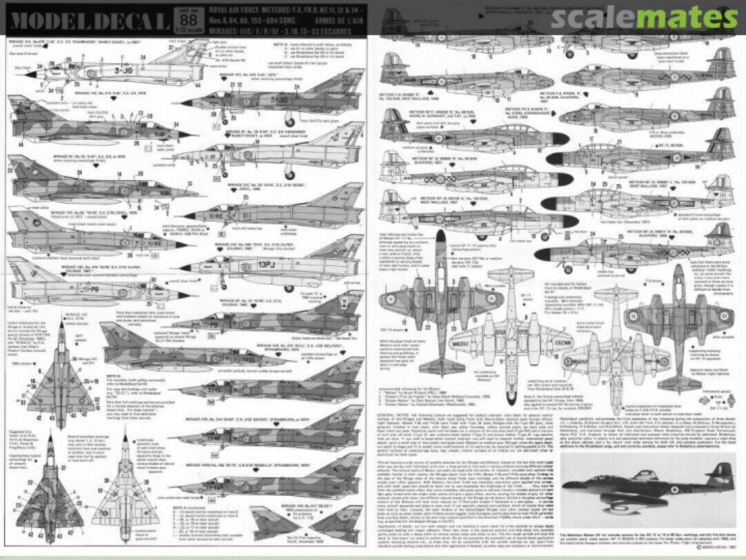 Contents Royal Air Force Meteors: F.8, FR.9, NF.11, 12 & 14 Armée De L'Air Mirages: IIIC/E/R/5F 88 Modeldecal