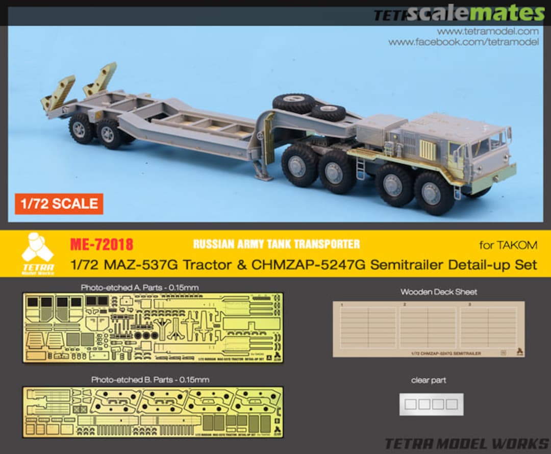 Boxart MAZ-537G Tractor & CHMZAP-5247G Semitrailer Detail-Up set ME-72018 Tetra Model Works