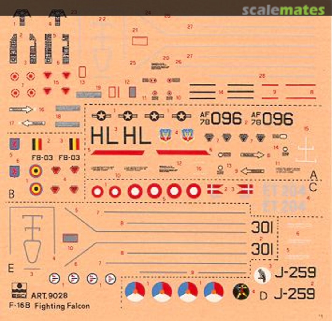 Contents General Dynamics F-16 B 9028 ESCI