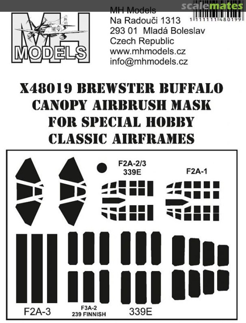 Boxart Brewster Buffalo Canopy Airbrush Mask X48019 MH Models