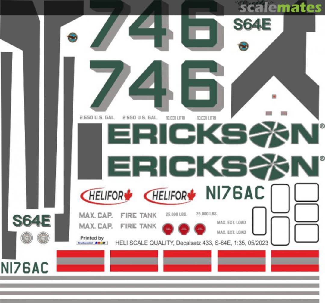 Boxart S-64E - Erickson - N176AC Lucille Decals 433 Heli Scale Quality