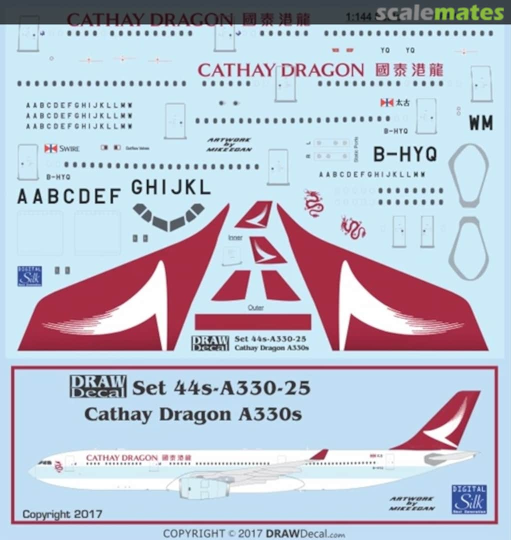 Boxart Cathay Dragon A330s 44-A330-25 Draw Decal