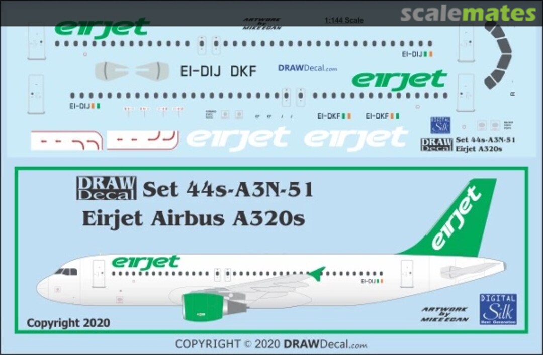 Boxart Eirjet A320s 44-A3N-51 Draw Decal