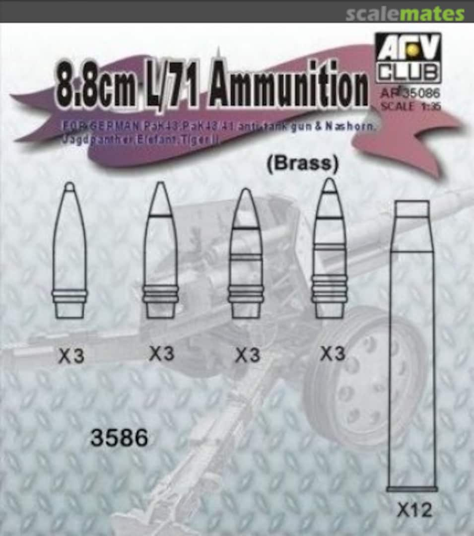 Boxart L/71(Pak 43-Pak 43/41, Jagdpanther, Elefant, Tiger II) Ammunition AF35086 AFV Club