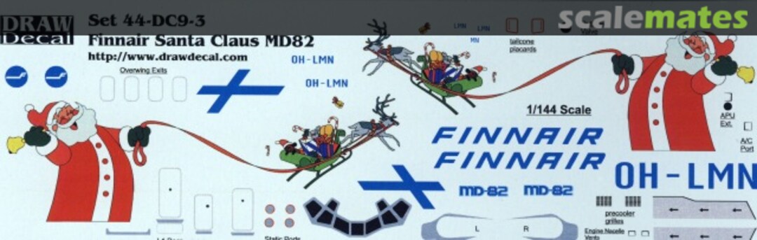 Boxart Finnair Santa Claus MD82 OH-LMN 44-DC9-3 Draw Decal