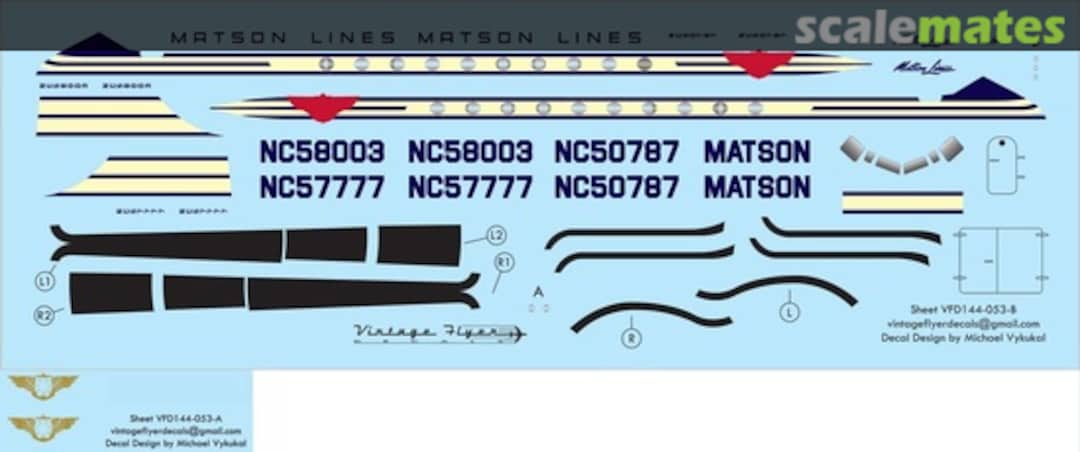 Boxart DC-4 Matson Lines VFD072-053 Vintage Flyer Decals