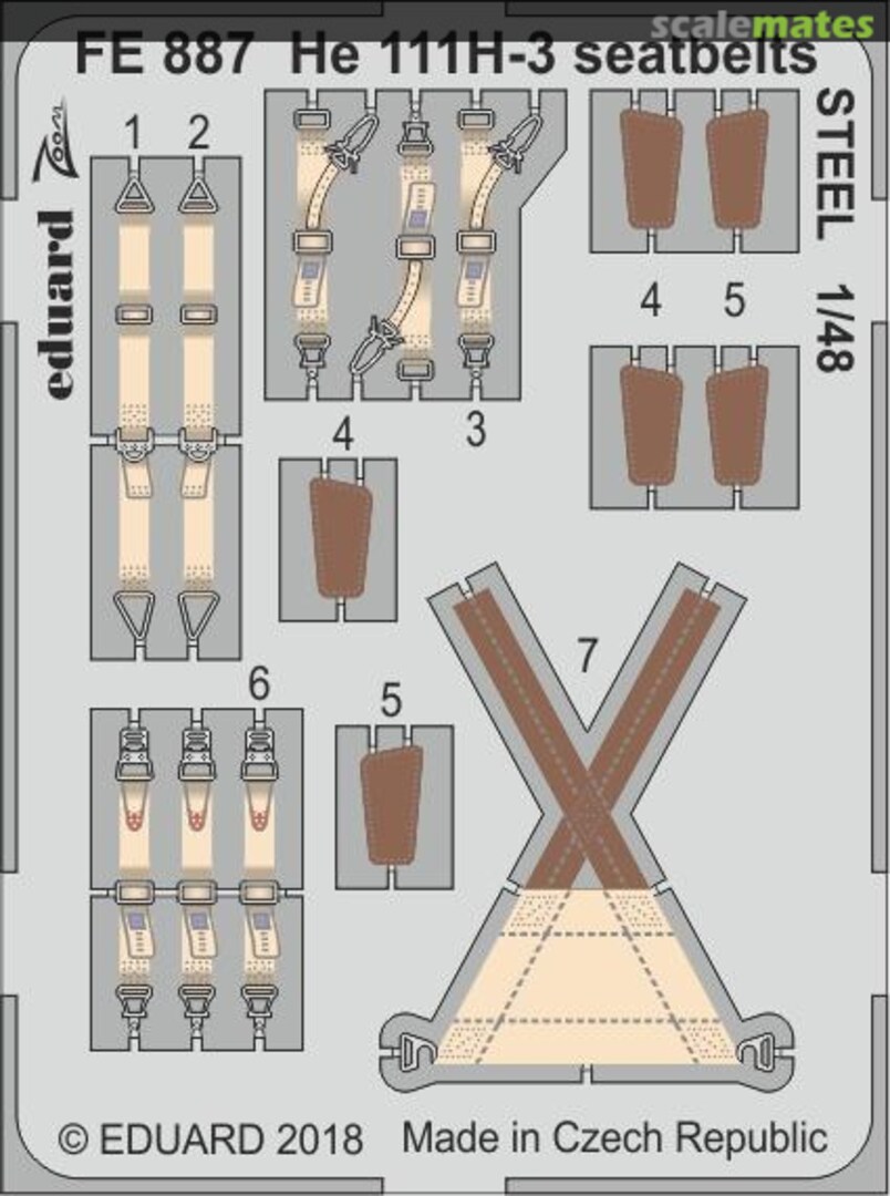 Boxart He 111H-3 seatbelts STEEL FE887 Eduard