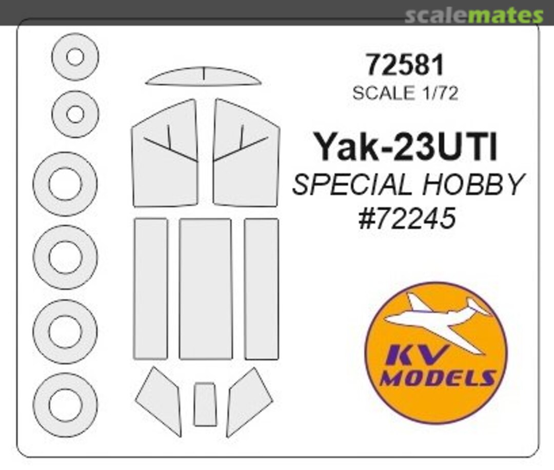 Boxart Mask 1/72 for Yak-23UTI and wheels masks 72581 KV Models