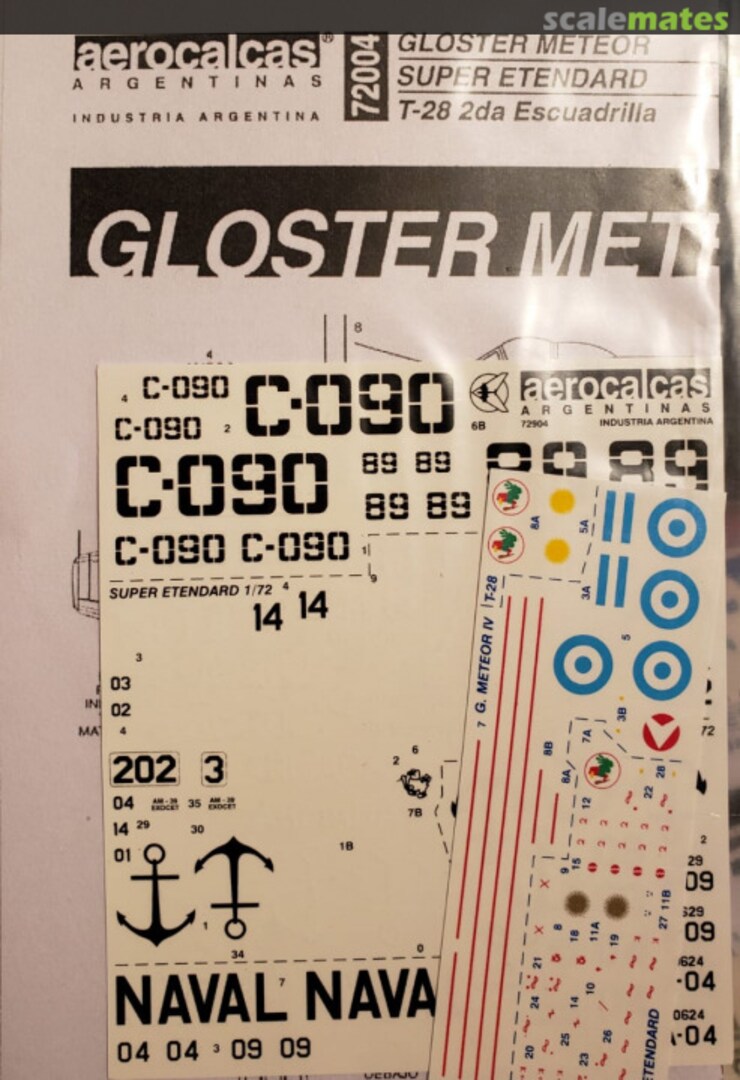 Boxart Gloster Meteor/Super Etendard/T-28 2da Escuadrilla 72004 Aerocalcas Argentinas