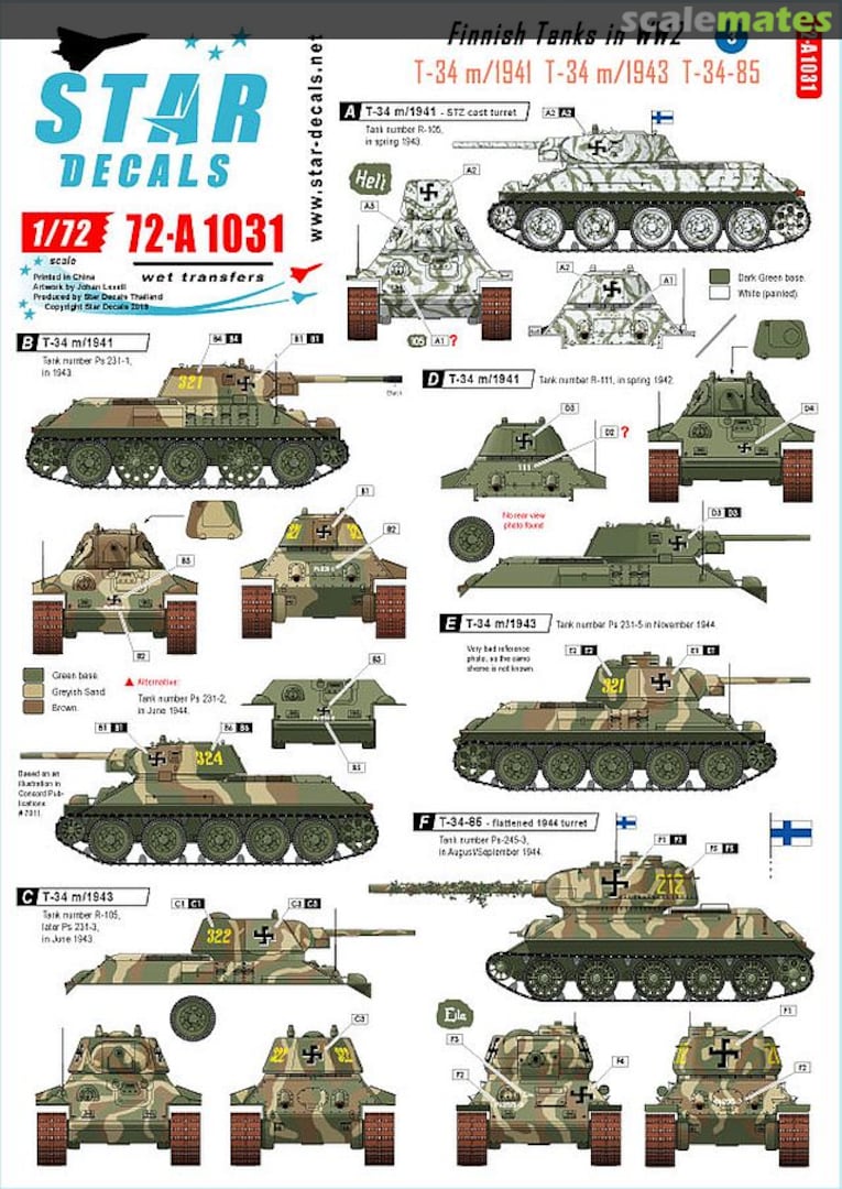 Boxart Finnish Tanks in WW2 3 72-A 1031 Star Decals