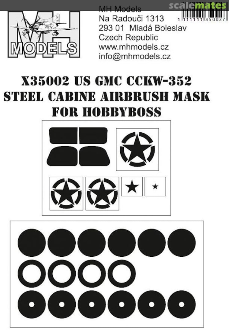 Boxart US GMC CCKW-352 Steel Cabine Airbrush Mask X35002 MH Models