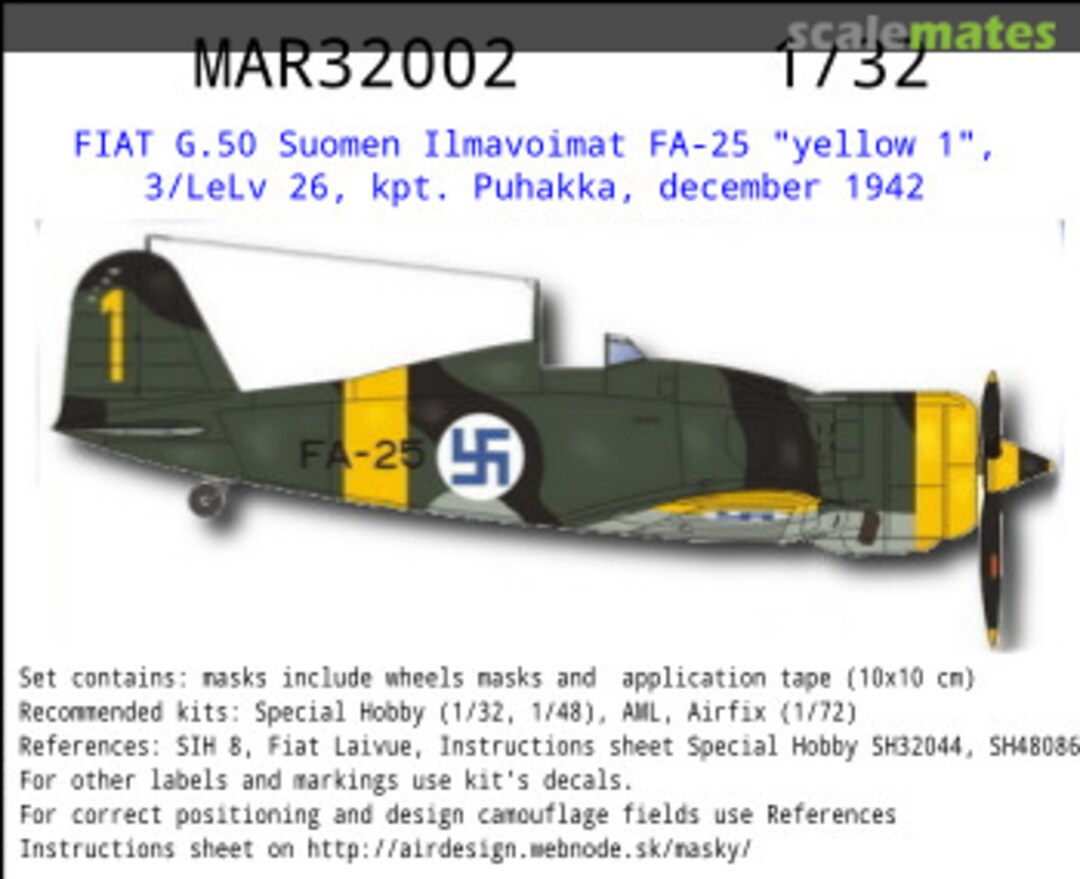 Boxart FIAT G.50 Suomen Ilmavoimat FA-25 "yellow 1 MAR32002 AIRDESIGN.SK