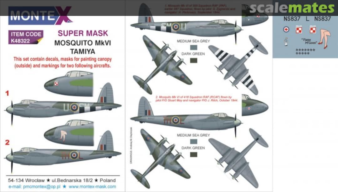 Boxart DH 98 Mosquito MkVI "RAF & RCAF" K48322 Montex