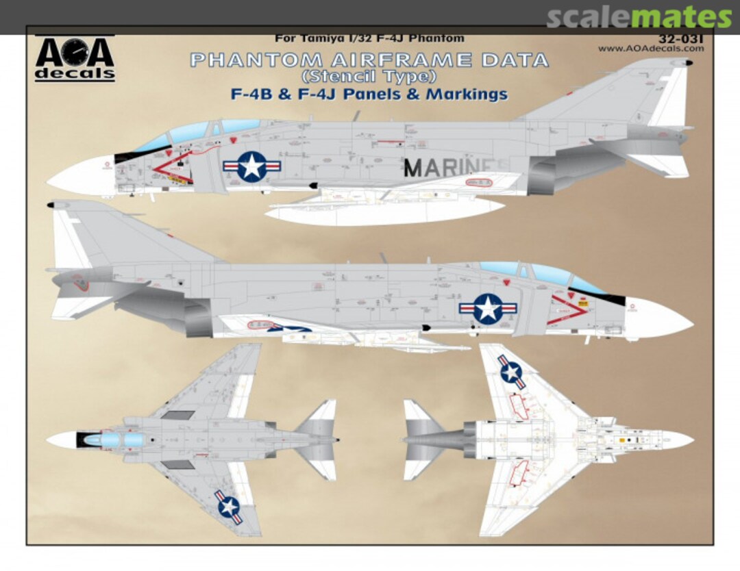 Boxart Phantom Airframe Data (Stencil Type) 32-031 AOA decals