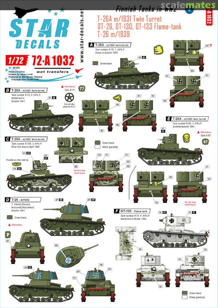 Boxart Finnish Tanks in WW2 # 4 72-A1032 Star Decals