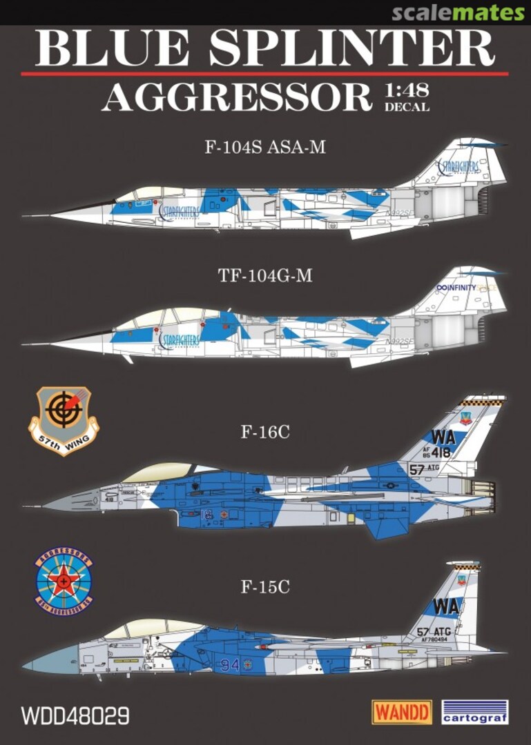 Boxart USAF Blue Splinter Aggressor F-16, F-15, F-104 WDD48029 WandD Studio