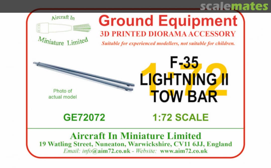 Boxart F-35 Lightning II Tow Bar GE72072 Aircraft In Miniature Ltd