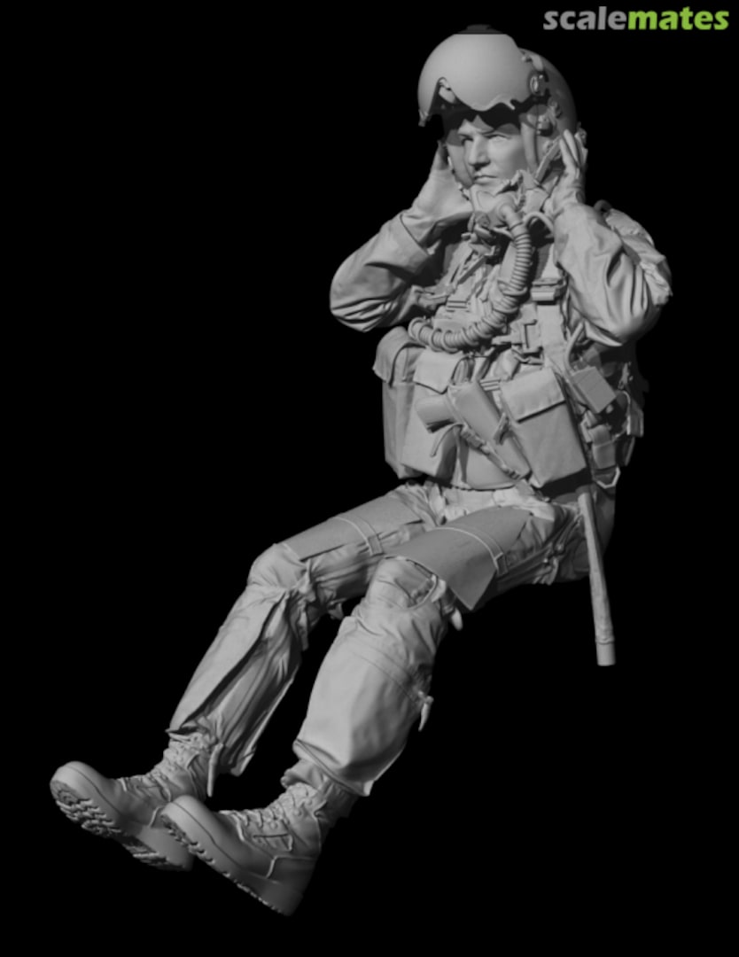 Boxart USAF modern fighter pilot sitting 3 with JHMCS helmet, removing helmet 480253 Reedoak