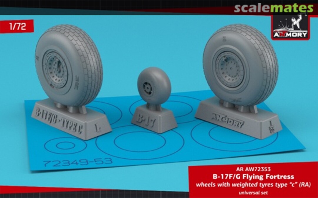 Boxart B-17F/G Flying Fortress wheels w/ weighted tyres type C (RA) AR AW72353 Armory