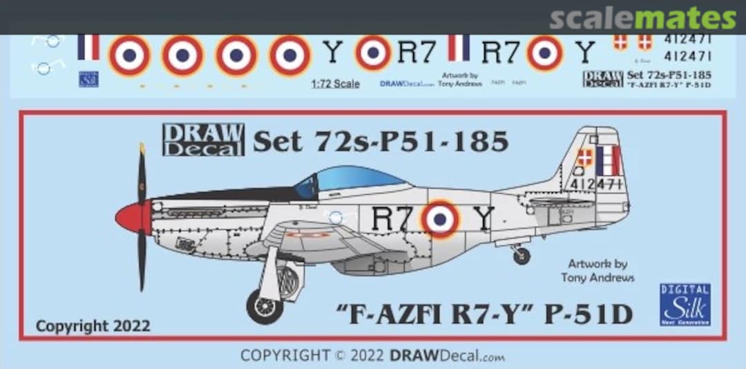 Boxart “F-AZFI R7-Y” P-51D 72-P51-185 Draw Decal