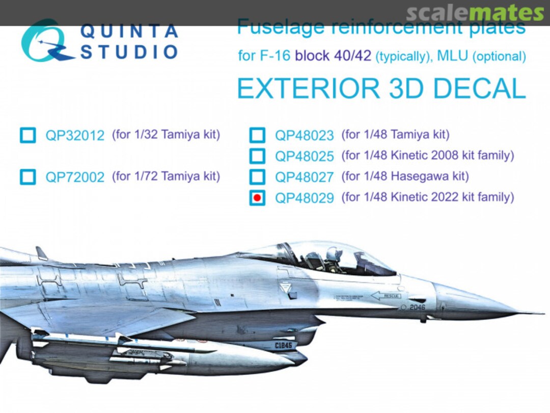 Boxart F-16C block 40/42 fuselage reinforcement plates QP48029 Quinta Studio