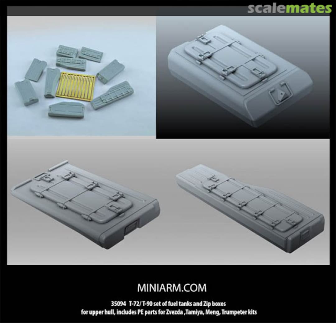 Boxart T-72/T-90 Set of Fuel Tanks and Zip Boxes B35094 Miniarm