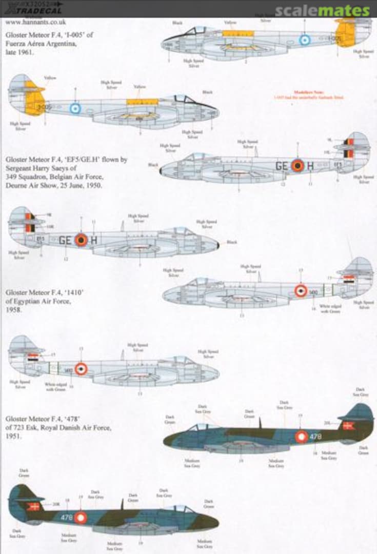 Boxart Gloster Meteor F.4 with Overseas Operators X32-052 Xtradecal